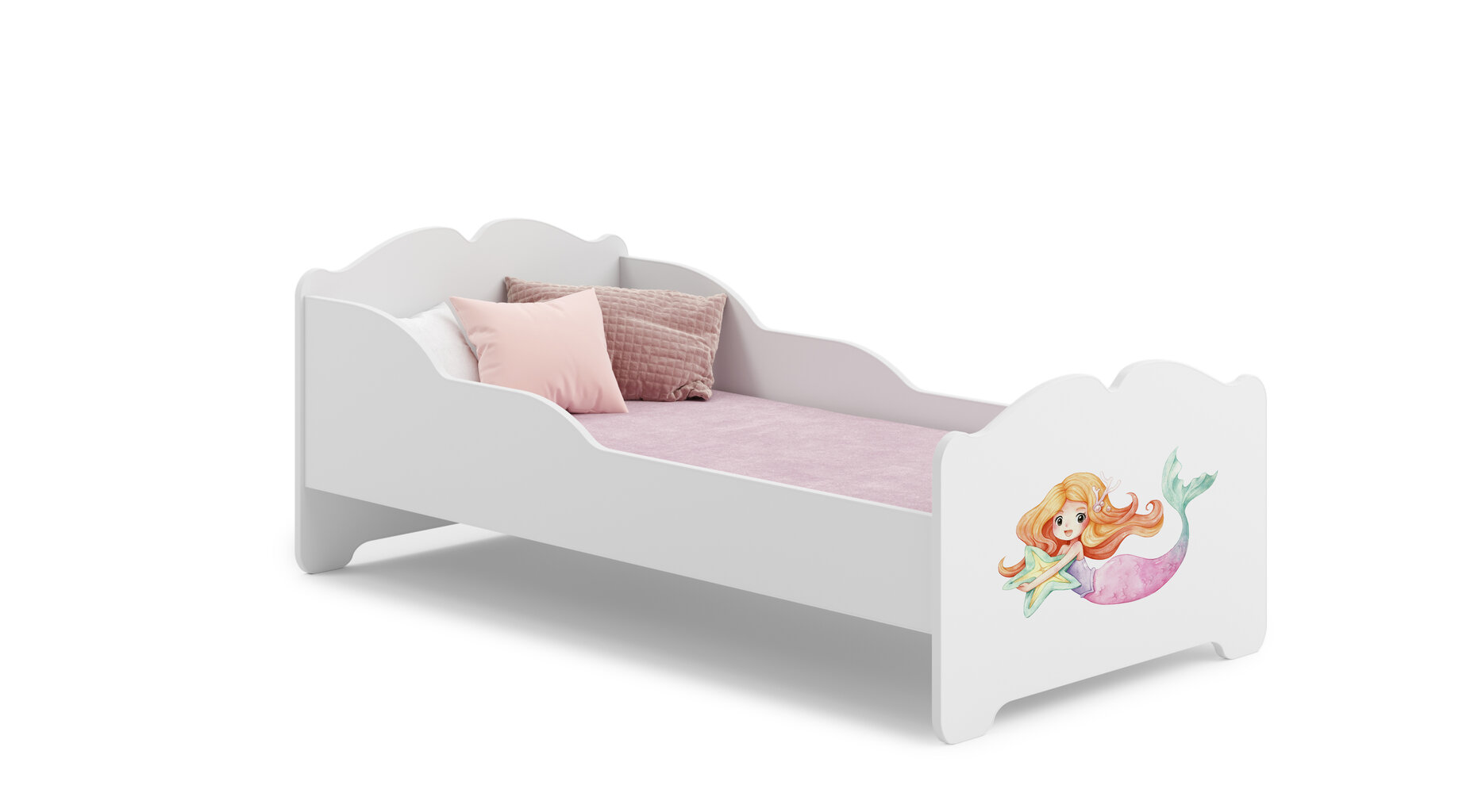 Voodi ADRK Furniture Ximena Mermaid with a Star, 140x70 cm, valge hind ja info | Lastevoodid | kaup24.ee