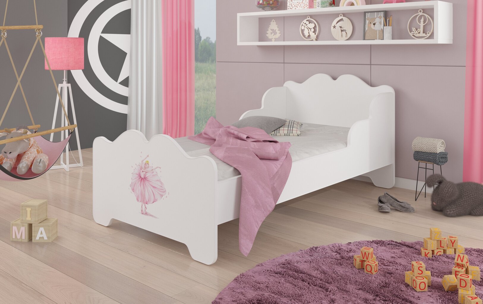 Voodi ADRK Furniture Ximena Ballerina, 140x70 cm, valge цена и информация | Lastevoodid | kaup24.ee