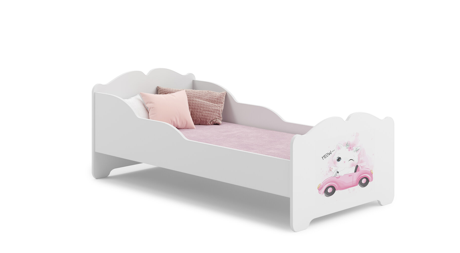 Voodi ADRK Furniture Ximena Cat in a Car, 160x80 cm, valge hind ja info | Lastevoodid | kaup24.ee