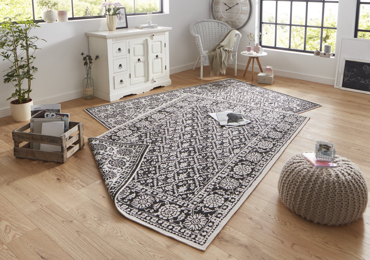 Vaip NORTHRUGS Twin Curacao Black Cream, 80x150 cm hind ja info | Vaibad | kaup24.ee