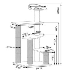 Leonto kraapimispost, kreemikas/pruun, 100 cm hind ja info | Kraapimispuud | kaup24.ee