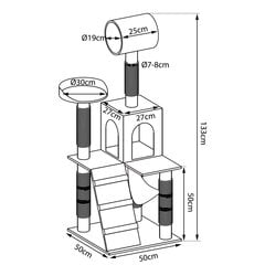 Lionto kraapimispost, pruun, 133 cm hind ja info | Kraapimispuud | kaup24.ee