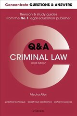 Concentrate Questions and Answers Criminal Law: Law Q&A Revision and Study Guide 3rd Revised edition цена и информация | Книги по экономике | kaup24.ee