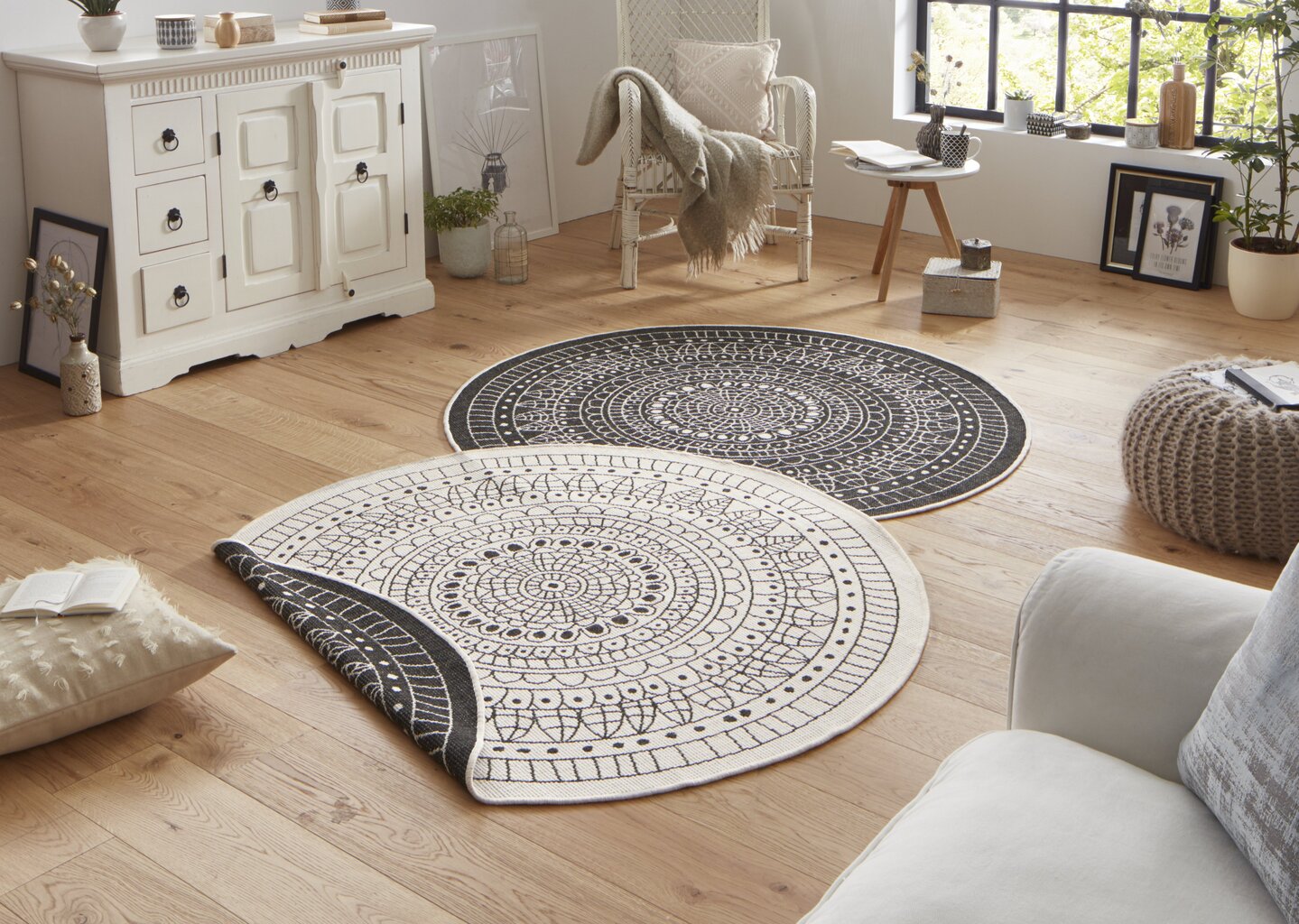 Vaip NORTHRUGS Twin Porto Black Cream, 140x140 m цена и информация | Vaibad | kaup24.ee