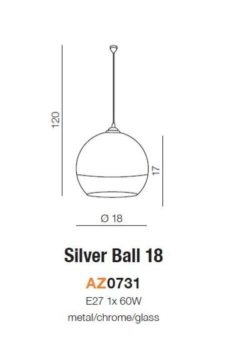 Rippvalgusti AZzardo Silver ball AZ0731 цена и информация | Rippvalgustid | kaup24.ee