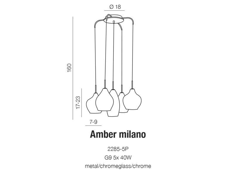 Rippvalgusti AZzardo Amber Milano AZ0722 hind ja info | Rippvalgustid | kaup24.ee