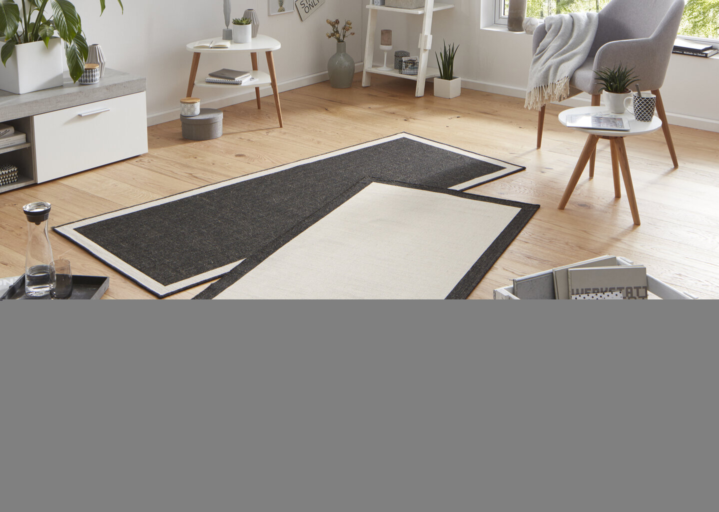 Vaip NORTHRUGS Twin Panama Black Cream, 120x170 cm цена и информация | Vaibad | kaup24.ee