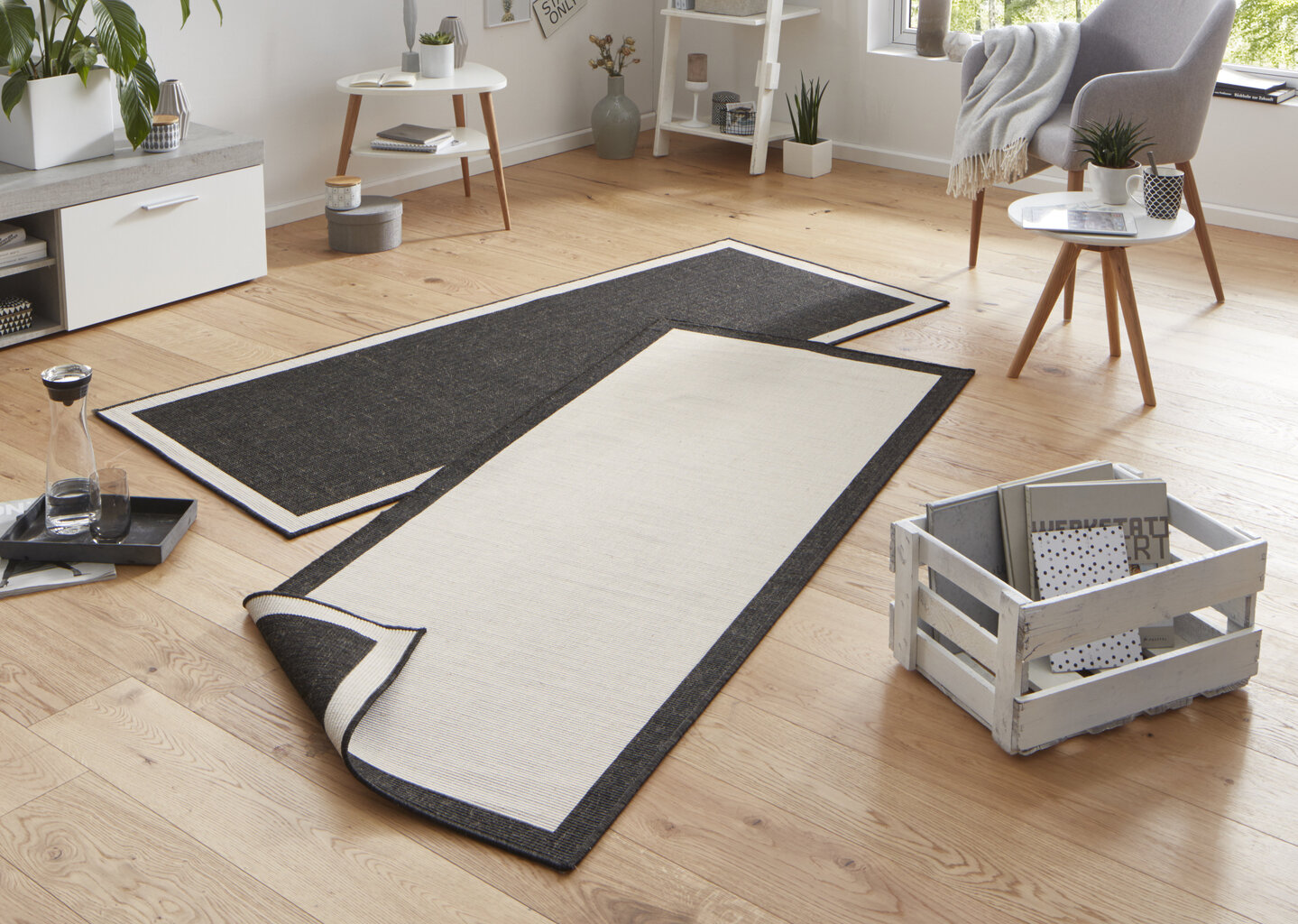 Vaip NORTHRUGS Twin Panama Black Cream, 160x230 cm hind ja info | Vaibad | kaup24.ee