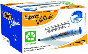 Маркер для белых досок Bic Velleda 1751 4-6 мм, крестообразная головка, синий, 12 шт. 751066 цена и информация | Письменные принадлежности | kaup24.ee