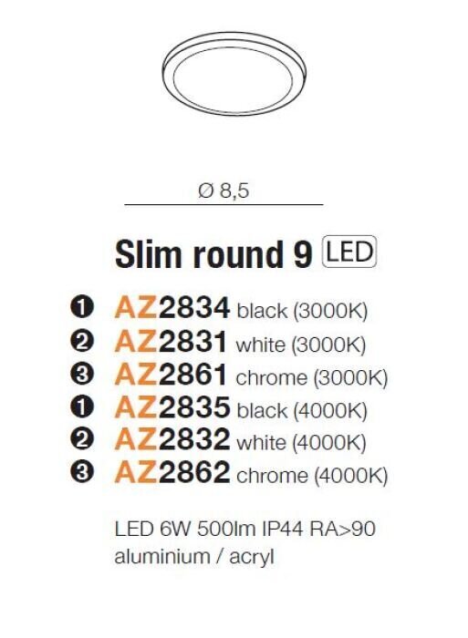 Süvistatav lamp AZzardo Slim AZ2840 цена и информация | Süvistatavad ja LED valgustid | kaup24.ee