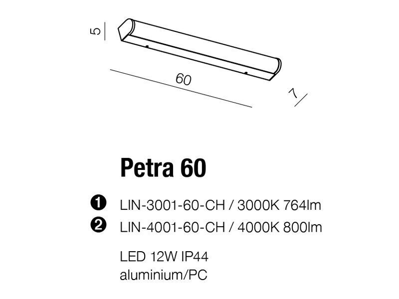 Vannitoa seinavalgusti AZzardo Petra AZ2472 цена и информация | Seinavalgustid | kaup24.ee