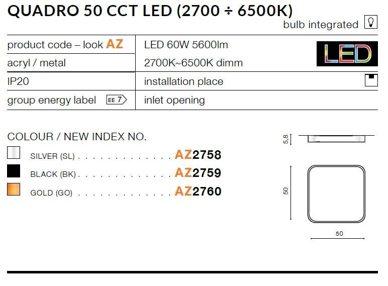 Laevalgusti AZzardo Quadro AZ2760 цена и информация | Laelambid | kaup24.ee