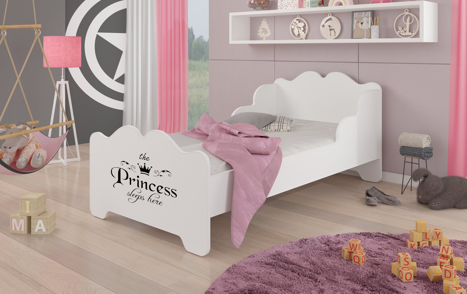 Voodi ADRK Furniture Ximena Princess Black, 140x70 cm, valge hind ja info | Lastevoodid | kaup24.ee