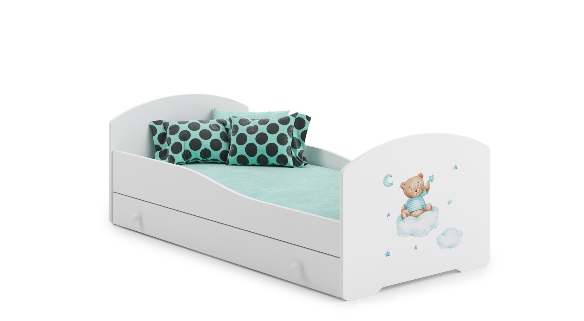 Voodi ADRK Furniture Pepe Teddy Bear and Cloud, 140x70 cm, valge цена и информация | Lastevoodid | kaup24.ee