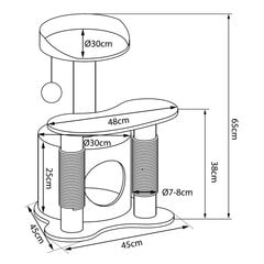 Lionto kraapimispost, pruun/beež, 65 cm hind ja info | Kraapimispuud | kaup24.ee