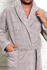 Meeste hommikumantel Cocoon 584000 01, helehall/valge 584000*01-XL цена и информация | Мужские халаты, пижамы | kaup24.ee