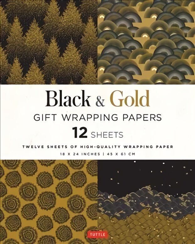 Black & Gold Gift Wrapping Papers - 12 Sheets: 18 x 24 inch (45 x 61 cm) Wrapping Paper hind ja info | Tervislik eluviis ja toitumine | kaup24.ee