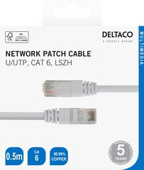 Deltaco U/UTP Cat6, 0.5м, белый / TP-60V-K / 00210001 цена и информация | Кабели и провода | kaup24.ee