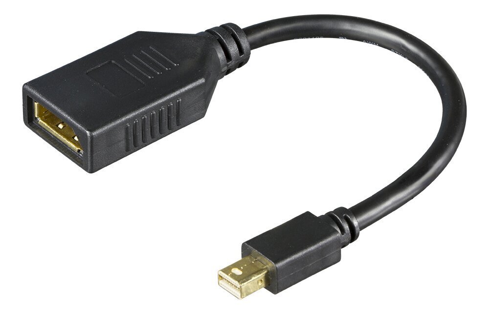 Deltaco mini DisplayPort adapter 4K UHD 60Hz, 0.2m, must / MDP-DP1-K / 00110028 цена и информация | USB jagajad, adapterid | kaup24.ee