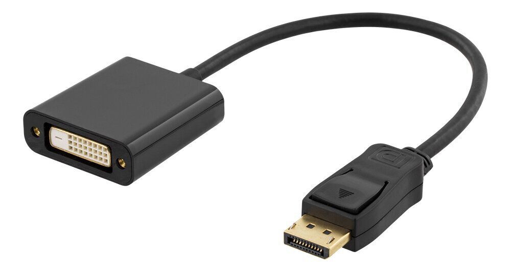 Deltaco DVI-I Single Link - DisplayPort, 1080p 60Hz, 0.2m, must / DP-DVI14-K / 00110017 цена и информация | USB jagajad, adapterid | kaup24.ee