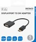 Deltaco DVI-I Single Link - DisplayPort, 1080p 60Hz, 0.2m, must / DP-DVI14-K / 00110017 цена и информация | USB jagajad, adapterid | kaup24.ee