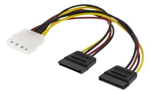 Кабель питания Y для двух жестких дисков SATA SSD Deltaco / 00200003 цена и информация | Кабели и провода | kaup24.ee