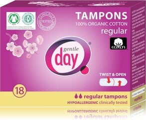 Ekologiški tamponai Gentle Day Regular 18 vnt. цена и информация | Тампоны, гигиенические прокладки для критических дней, ежедневные прокладки | kaup24.ee