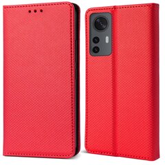 Moozy Klapiga Ümbris Xiaomi 12 / 12X, Punane - Magnetilise Klapiga Ümbris Koos Kaardi- ja Telefonihoidjaga hind ja info | Telefoni kaaned, ümbrised | kaup24.ee