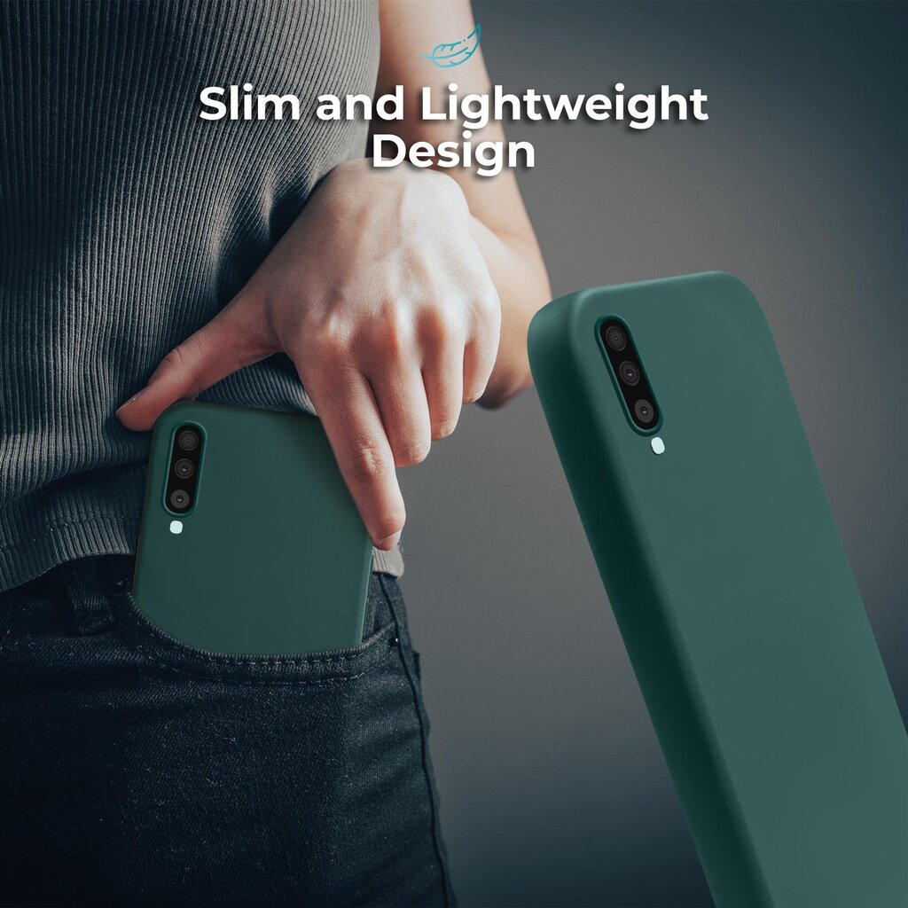 Moozy Lifestyle Ümbris Samsung Galaxy A50 / A50s / A30s - Esmaklassiline Silikoonümbris Mattviimistlusega ja Pehme Mikrokiudvoodriga, Tumeroheline цена и информация | Telefoni kaaned, ümbrised | kaup24.ee