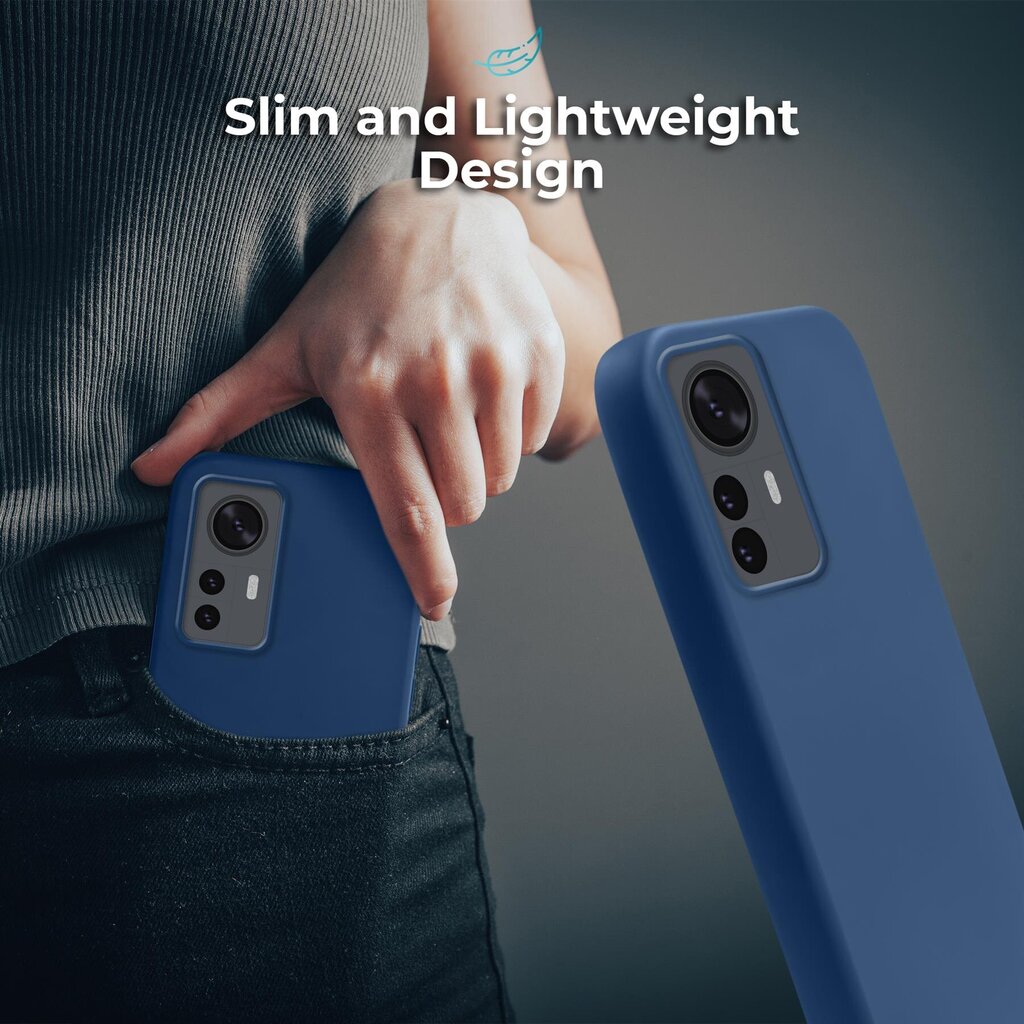 Moozy Lifestyle Ümbris Xiaomi 12 Pro - Esmaklassiline Silikoonümbris Mattviimistlusega ja Pehme Mikrokiudvoodriga, Kesköö Sinine цена и информация | Telefoni kaaned, ümbrised | kaup24.ee