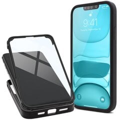 Moozy 360 kraadi löögikindel ümbris iPhone 14 jaoks - Musta raamiga läbipaistev ümbris, Kahepoolne kaitse, Sisseehitatud ekraanikaitsega kate hind ja info | Telefoni kaaned, ümbrised | kaup24.ee