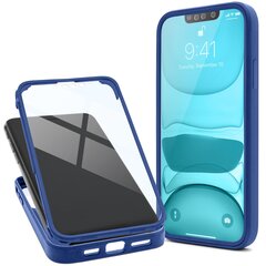 Moozy 360 kraadi löögikindel ümbris iPhone 14 jaoks - Sinise raamiga läbipaistev ümbris, Kahepoolne kaitse, Sisseehitatud ekraanikaitsega kate цена и информация | Чехлы для телефонов | kaup24.ee