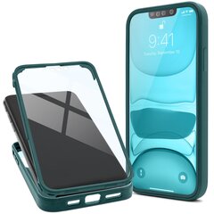Moozy 360 kraadi löögikindel ümbris iPhone 14 Plus jaoks - Rohelise raamiga läbipaistev ümbris, Kahepoolne kaitse, Sisseehitatud ekraanikaitsega kate hind ja info | Telefoni kaaned, ümbrised | kaup24.ee