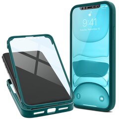 Moozy 360 kraadi löögikindel ümbris iPhone X / XS jaoks - Rohelise raamiga läbipaistev ümbris, Kahepoolne kaitse, Sisseehitatud ekraanikaitsega kate цена и информация | Чехлы для телефонов | kaup24.ee