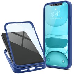 Moozy 360 kraadi löögikindel ümbris iPhone X / XS jaoks - Sinise raamiga läbipaistev ümbris, Kahepoolne kaitse, Sisseehitatud ekraanikaitsega kate hind ja info | Telefoni kaaned, ümbrised | kaup24.ee