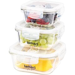 Toidu säilituskarbid vaakum kaanega LAMART Air, 320/520/800 ml, 3 tk hind ja info | Lamart Kodutarbed | kaup24.ee