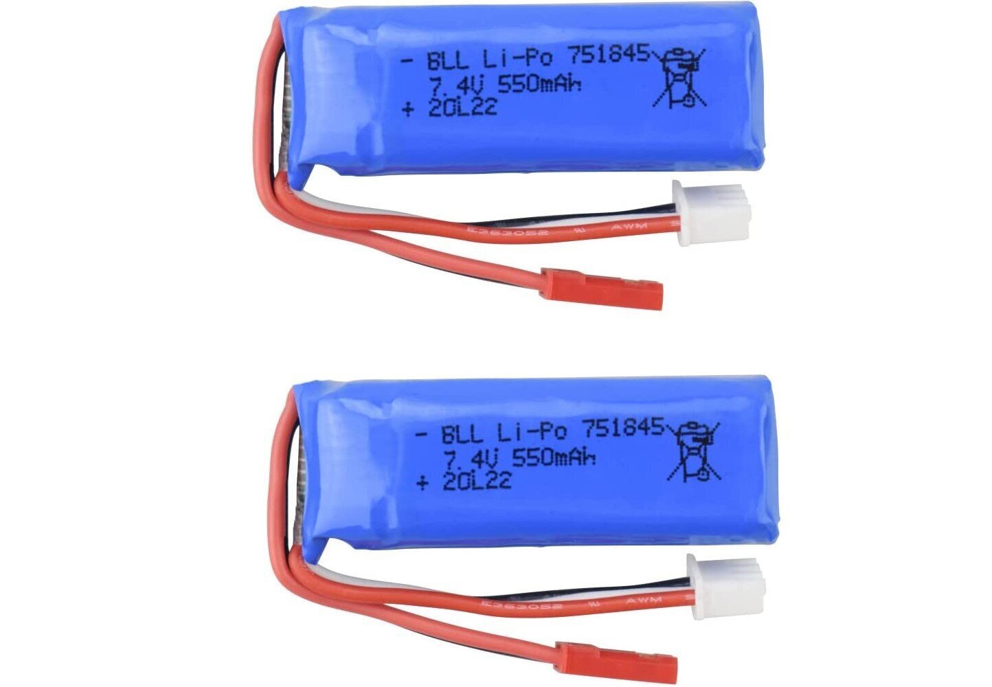 2 tk liitium patareid 751845 7.4V 550mAh Wltoys K969 K979 K989 K999 P929 P939 High Speed Remote Control auto tarvikud цена и информация | Nutiseadmed ja aksessuaarid | kaup24.ee