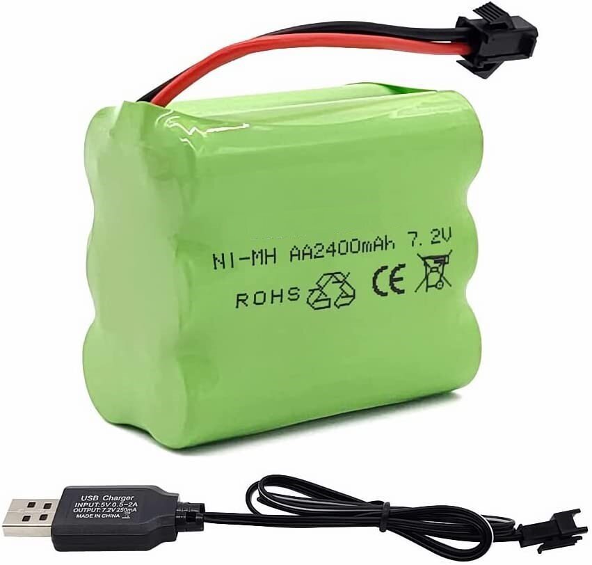 RC NiMH 7.2V 2400mAh AA aku koos USB laadimiskaabli ja SM 2P pistiku, RC auto RC tank RC paat RC paat hind ja info | Nutiseadmed ja aksessuaarid | kaup24.ee