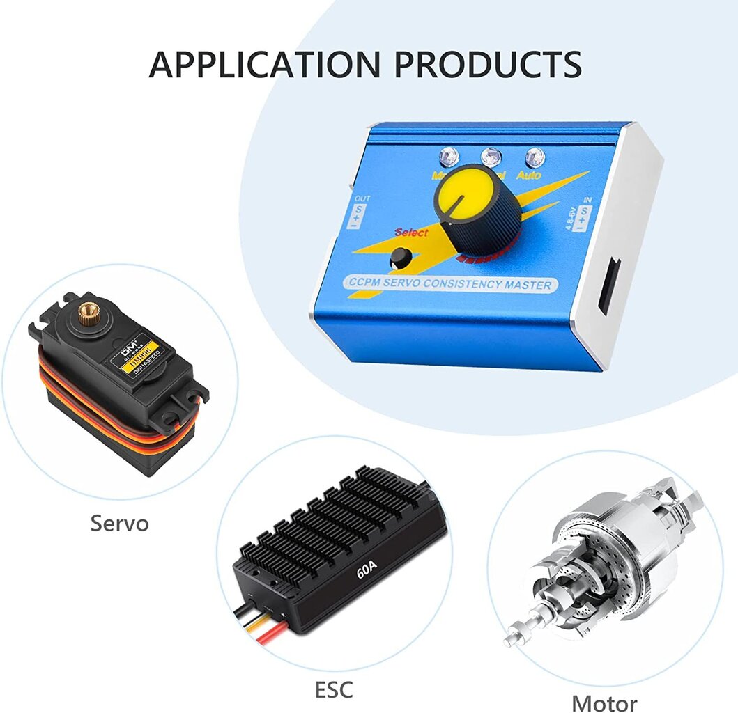 Digitaalne servo tester DC 4.8V-6V RC alumiinium korpus multifunktsionaalne servo kontroller CCPM test ESC servomootorile hind ja info | Nutiseadmed ja aksessuaarid | kaup24.ee