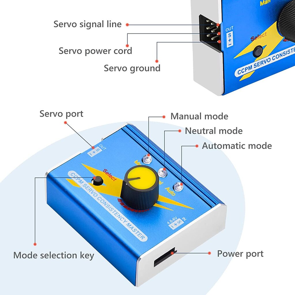 Digitaalne servo tester DC 4.8V-6V RC alumiinium korpus multifunktsionaalne servo kontroller CCPM test ESC servomootorile hind ja info | Nutiseadmed ja aksessuaarid | kaup24.ee