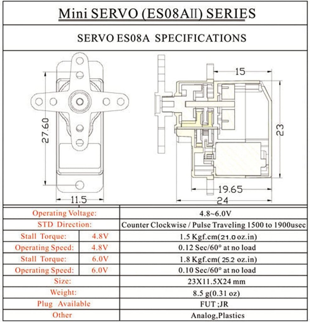 EMax ES08A II 8,6g plastmassist käigukastiga analoogservo koos 15T varrukahoidikuga varuosade komplekt Axial SCX24 RC auto mudelitele hind ja info | Nutiseadmed ja aksessuaarid | kaup24.ee