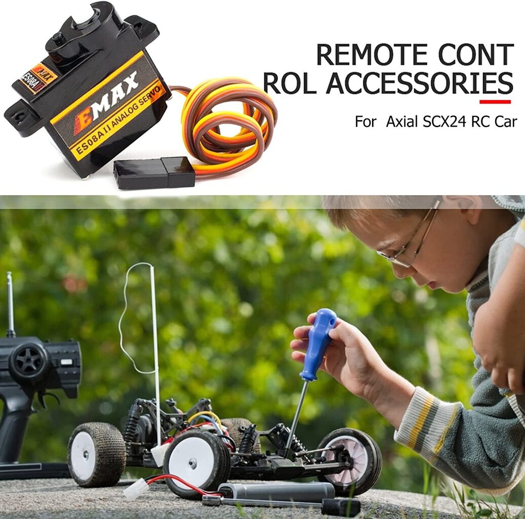 EMax ES08A II 8,6g plastmassist käigukastiga analoogservo koos 15T varrukahoidikuga varuosade komplekt Axial SCX24 RC auto mudelitele hind ja info | Nutiseadmed ja aksessuaarid | kaup24.ee