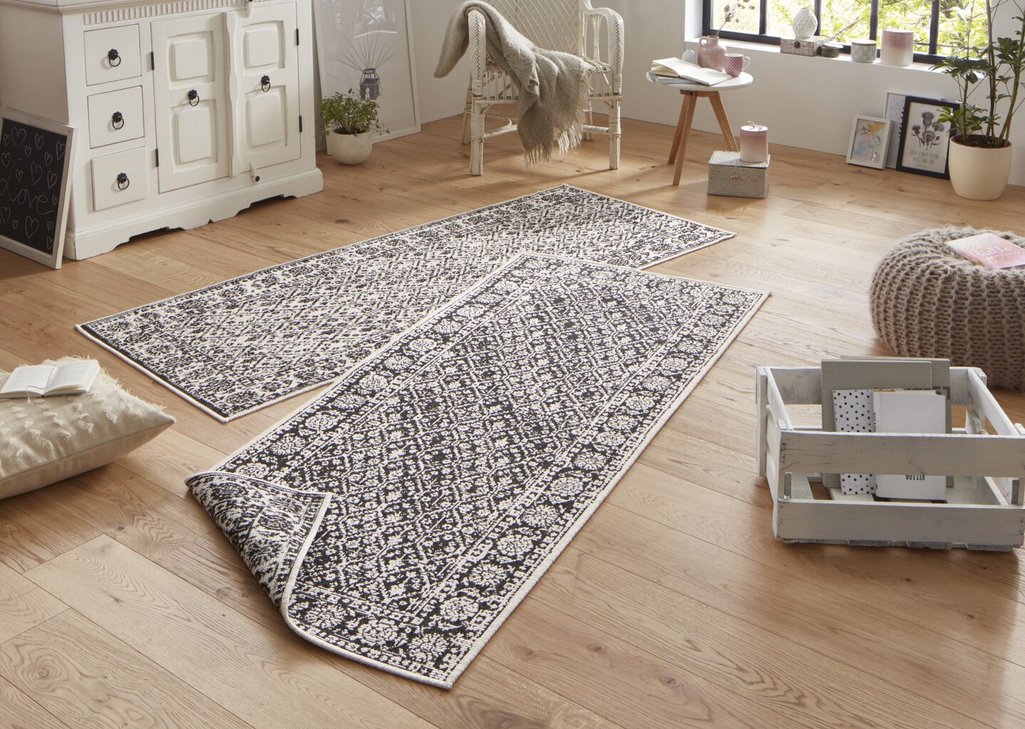 Vaip NORTHRUGS Twin Curacao Black Cream, 80x250 cm hind ja info | Vaibad | kaup24.ee