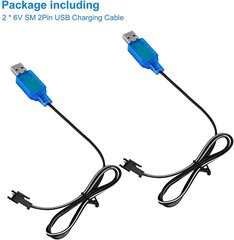 2 tk SM-2P USB laadija kaabel 250mAh väljund RC auto 6V Ni-Mh akudele helesinine värvus hind ja info | Nutiseadmed ja aksessuaarid | kaup24.ee