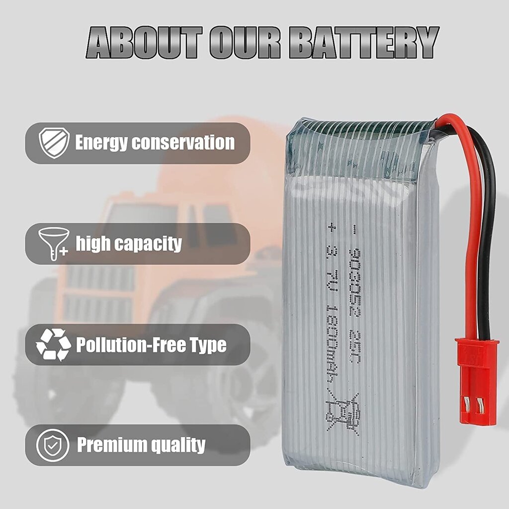 2 tk 3.7V 1800mAh 25C li-po aku koos JST pistikuga JJRC H11D H11C HQ898B quadrikopteri RC helikopterile hind ja info | Nutiseadmed ja aksessuaarid | kaup24.ee