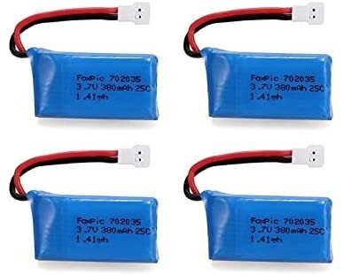 4 tükki 3.7v, 380mAh laetavad Lipo akud Rc Quadricopter Drones HUBSAN X4 H107L H107C H107D H107 V252 JXD 385 jaoks цена и информация | Nutiseadmed ja aksessuaarid | kaup24.ee