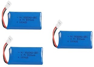 Перезаряжаемые батареи 3 шт. 3.7v, 500mAh для Rc квадрокоптеров, дронов HUBSAN X4 H107L H107C H107D H107 V252 JXD 385 цена и информация | Смарттехника и аксессуары | kaup24.ee