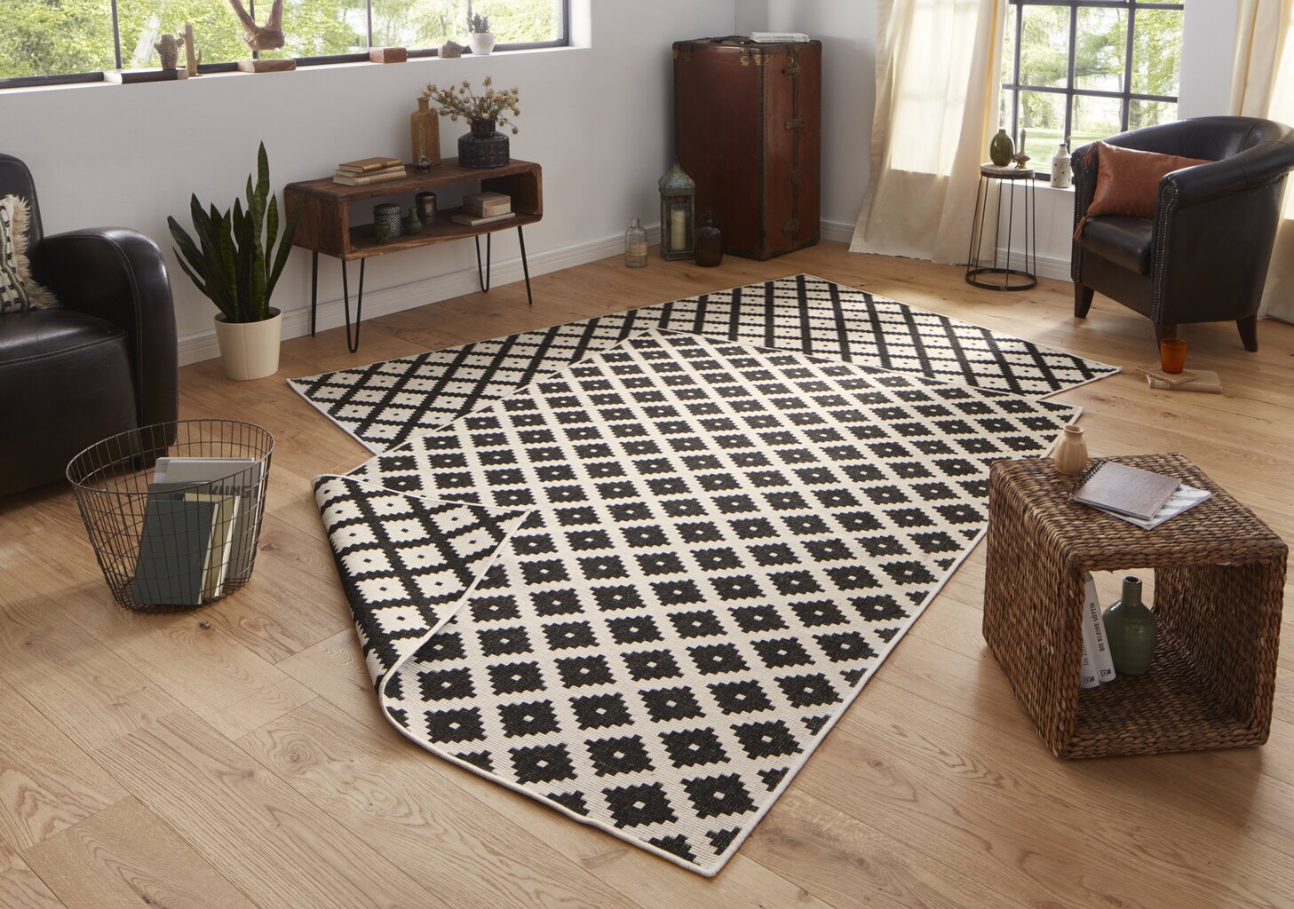 Vaip NORTHRUGS Twin Nizza Black Cream, 120x170 cm hind ja info | Vaibad | kaup24.ee