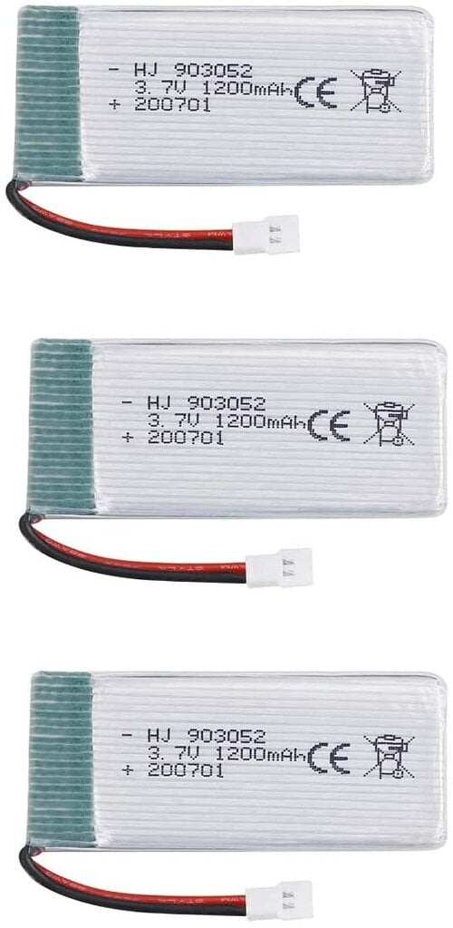 3 tk laetav Lipo aku (3.7v, 1200mAh Lipo) Syma X5SC X5SW Quadricopter Drones jaoks цена и информация | Nutiseadmed ja aksessuaarid | kaup24.ee