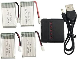 4 шт. аккумуляторов Lipo 3.7v, 600 mAh для Rc квадрикоптеров Syma X5 X5C X5SC X5SW, Cheerson CX-30W, Skytech M68, Wltoys F949 с зарядным устройством цена и информация | Смарттехника и аксессуары | kaup24.ee